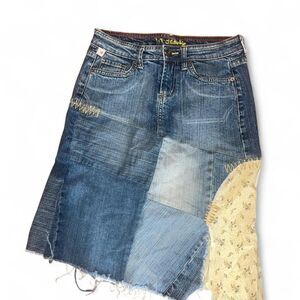 IT Jeans Women's Blue Patchwork Denim Jean Skirt SZ 2